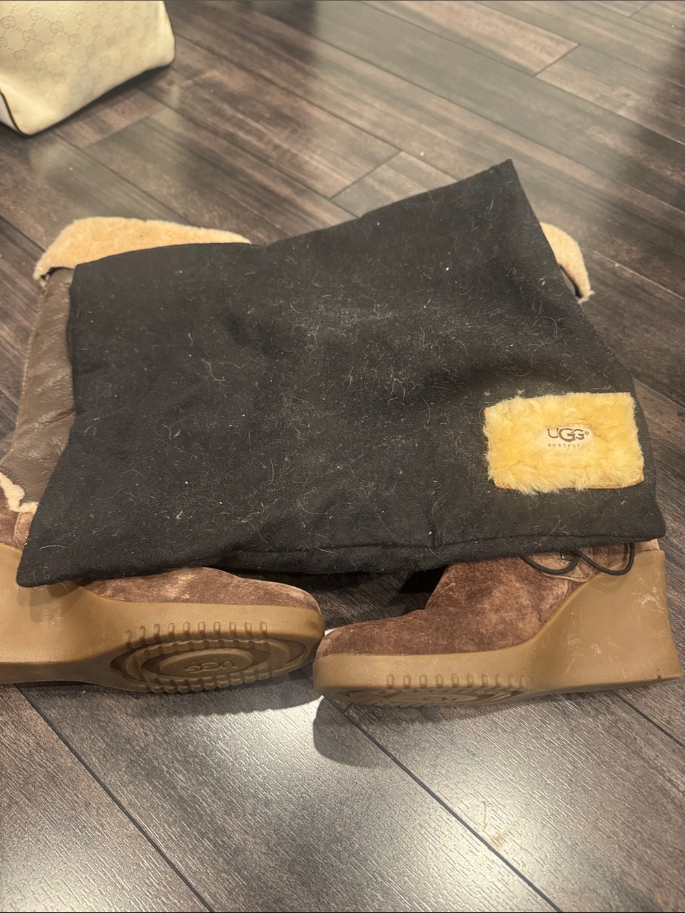 Ugh Sandra Brown Wedge Shearling Boot - Picture 6 of 6